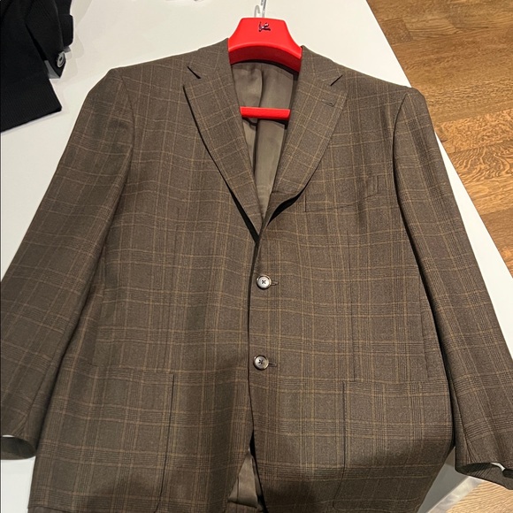 Isaia Classic Brown Checkered Men's Blazer